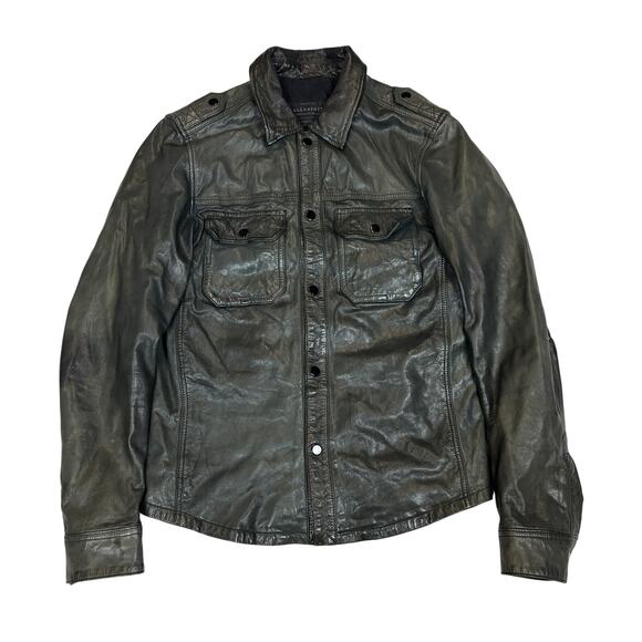 Allsaints Spitalfields Leather Section Shirt Jacket Men's Small Rare Biker